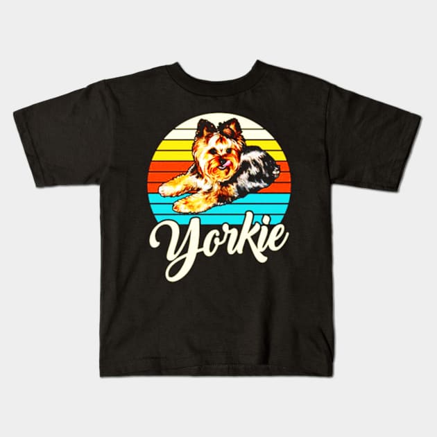 Yorkie 1970s Dog Lover Kids T-Shirt by harryq3385